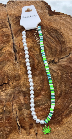 420 Hemp Pearl & Polymer Clay Necklace