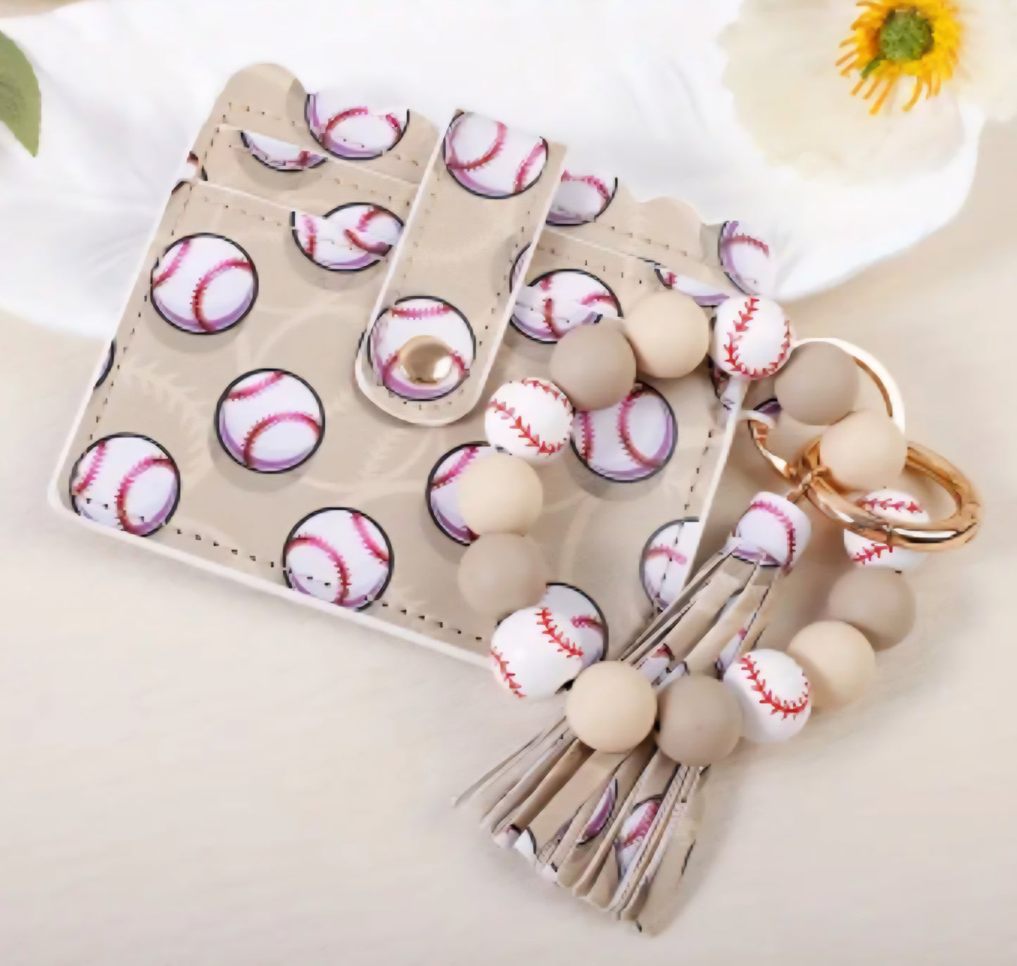 Baseball Wallet Wristlet Keychain