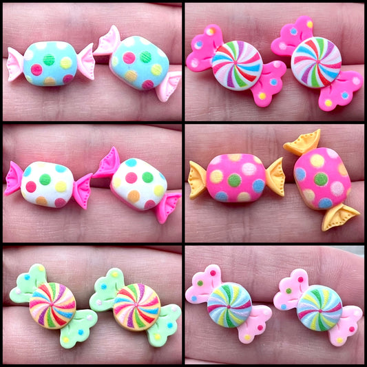 Polka Dot/Swirl Candy Resin Stud Earrings