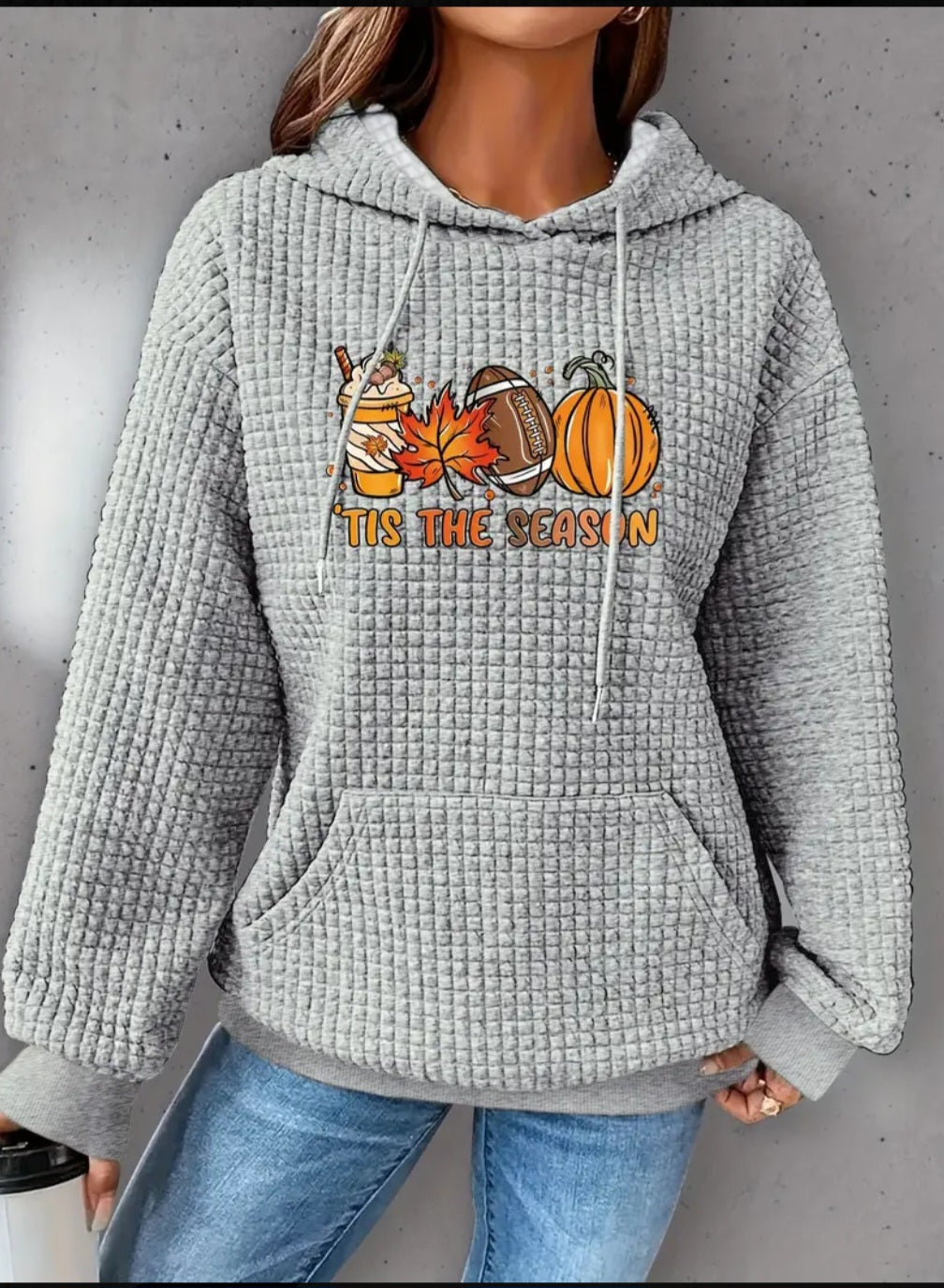 PREORDER Halloween Tis The Season Knit Waffle Pullover Hooded Sweater