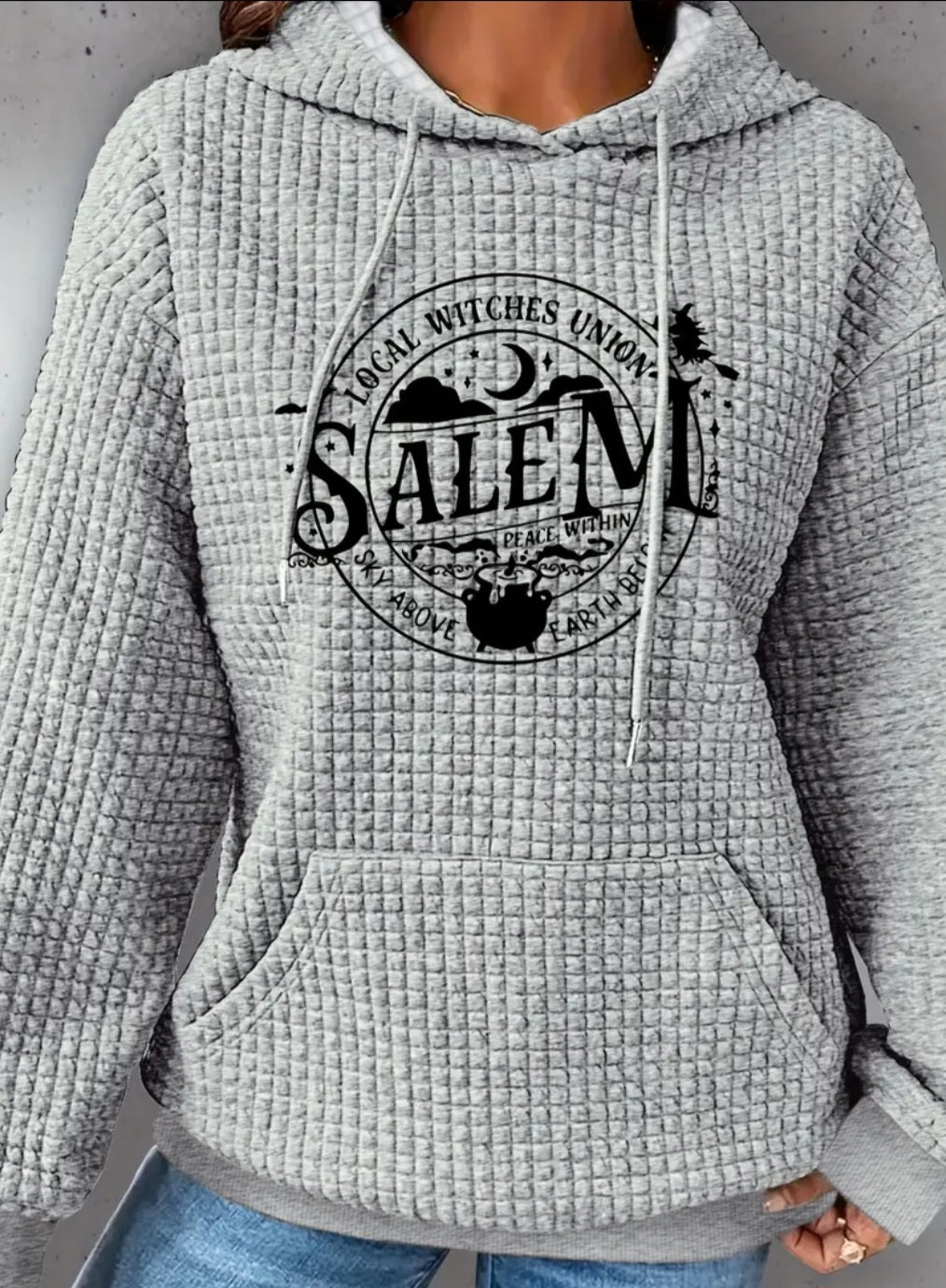 PREORDER Halloween Local Witch Union Knit Waffle Pullover Hooded Sweater