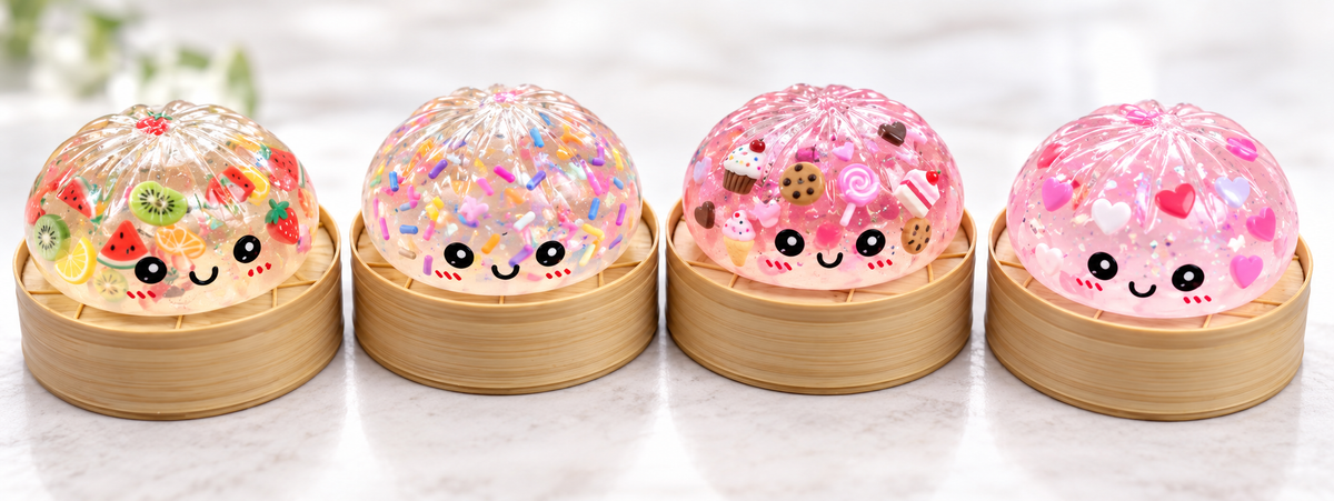 Mystery Clear Confetti Fruit/Heart/Sprinkle/Dessert Polymer Clay Dumpling Glue Squishy