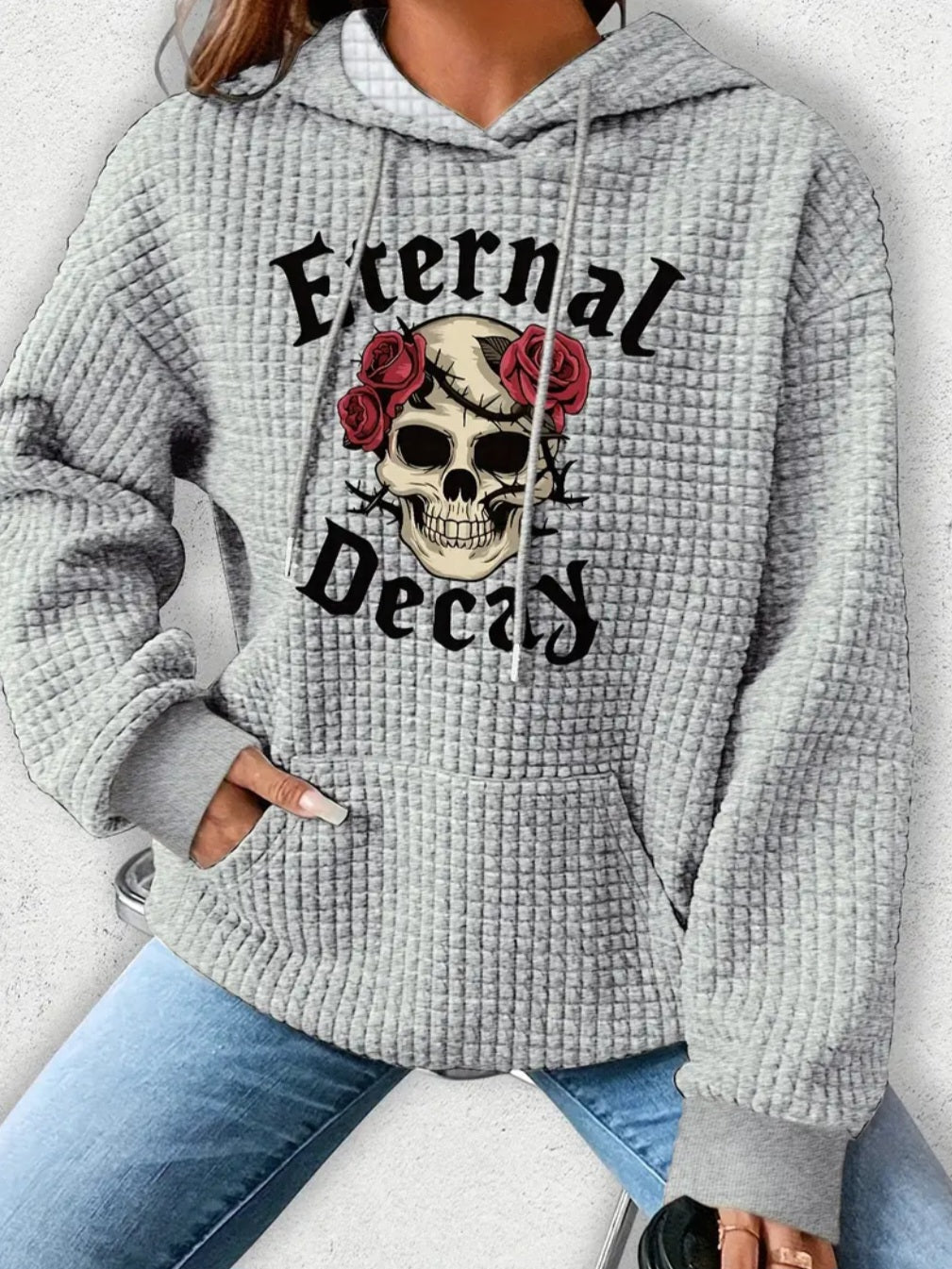 PREORDER Halloween Eternal Decay Knit Waffle Pullover Hooded Sweater