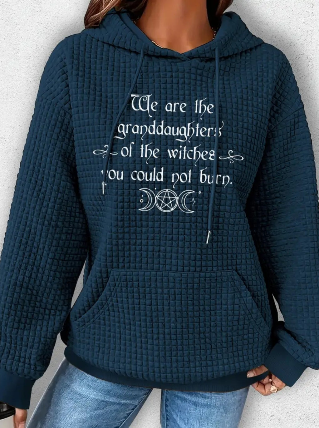 PREORDER Halloween Granddaughters Of Witches You Could Not Burn Knit Waffle Pullover Hooded Sweater