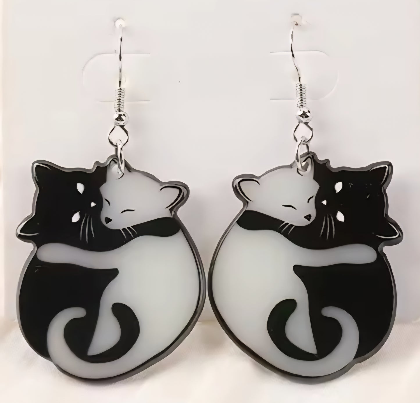 PREORDER Halloween Glow In The Dark Yin-Yang cats Acrylic Dangle Earrings