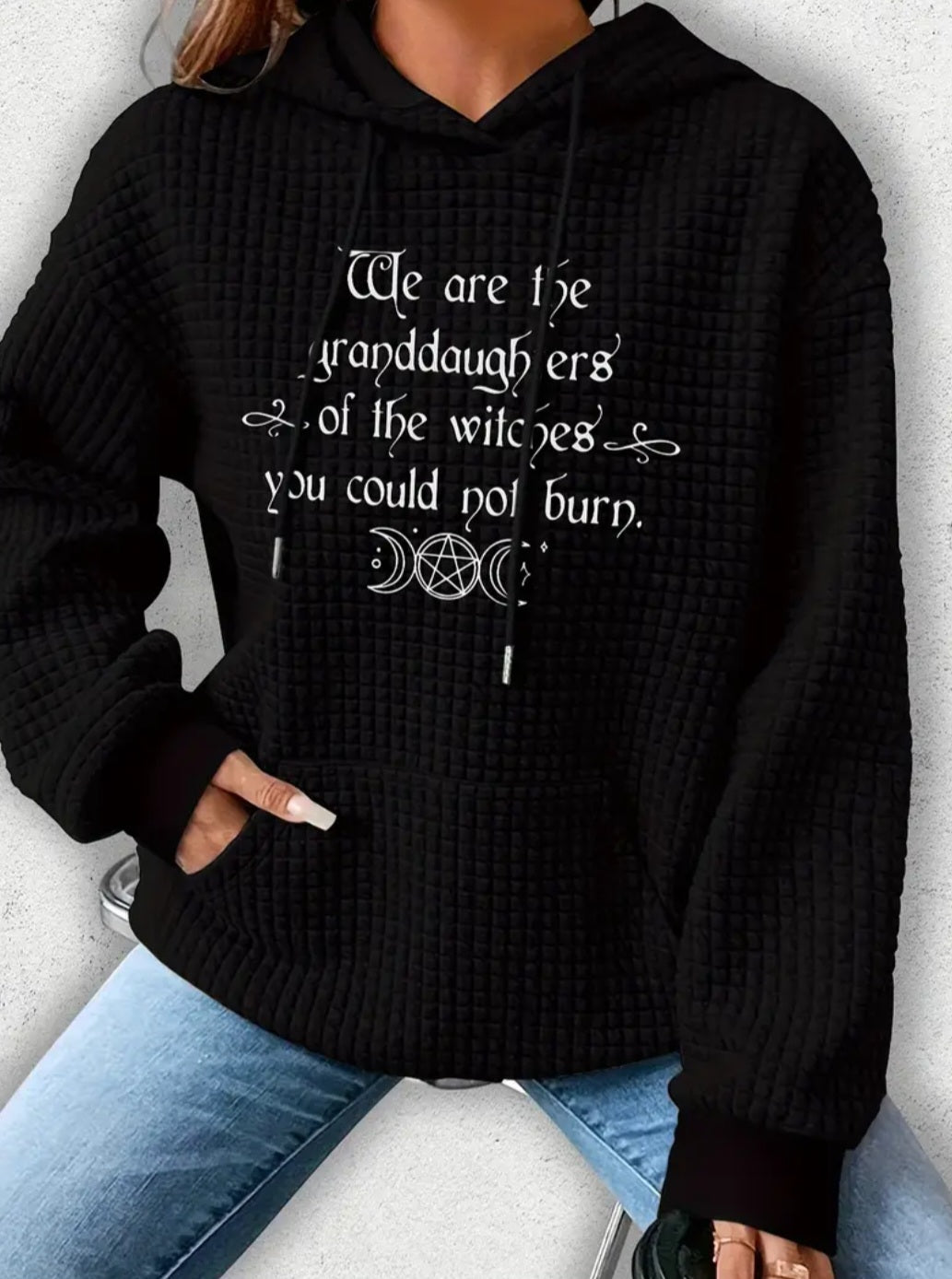 PREORDER Halloween Granddaughters Of Witches You Could Not Burn Knit Waffle Pullover Hooded Sweater