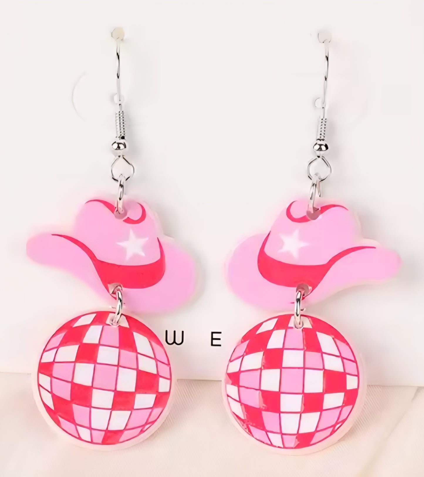 PREORDER Halloween Cowgirl Hat & Disco Ball Acrylic Dangle Earrings
