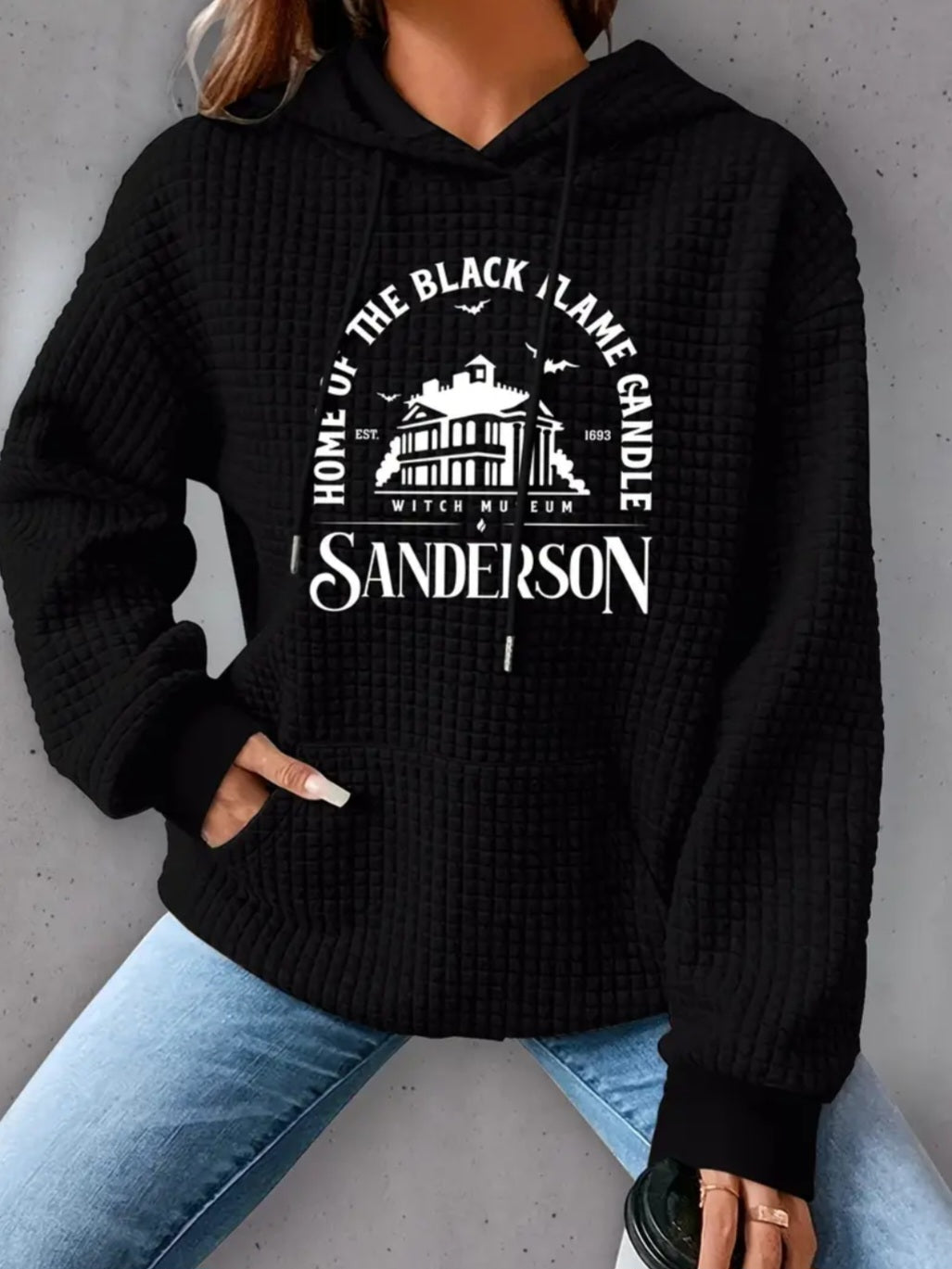 PREORDER Halloween Witch Museum Knit Waffle Pullover Hooded Sweater