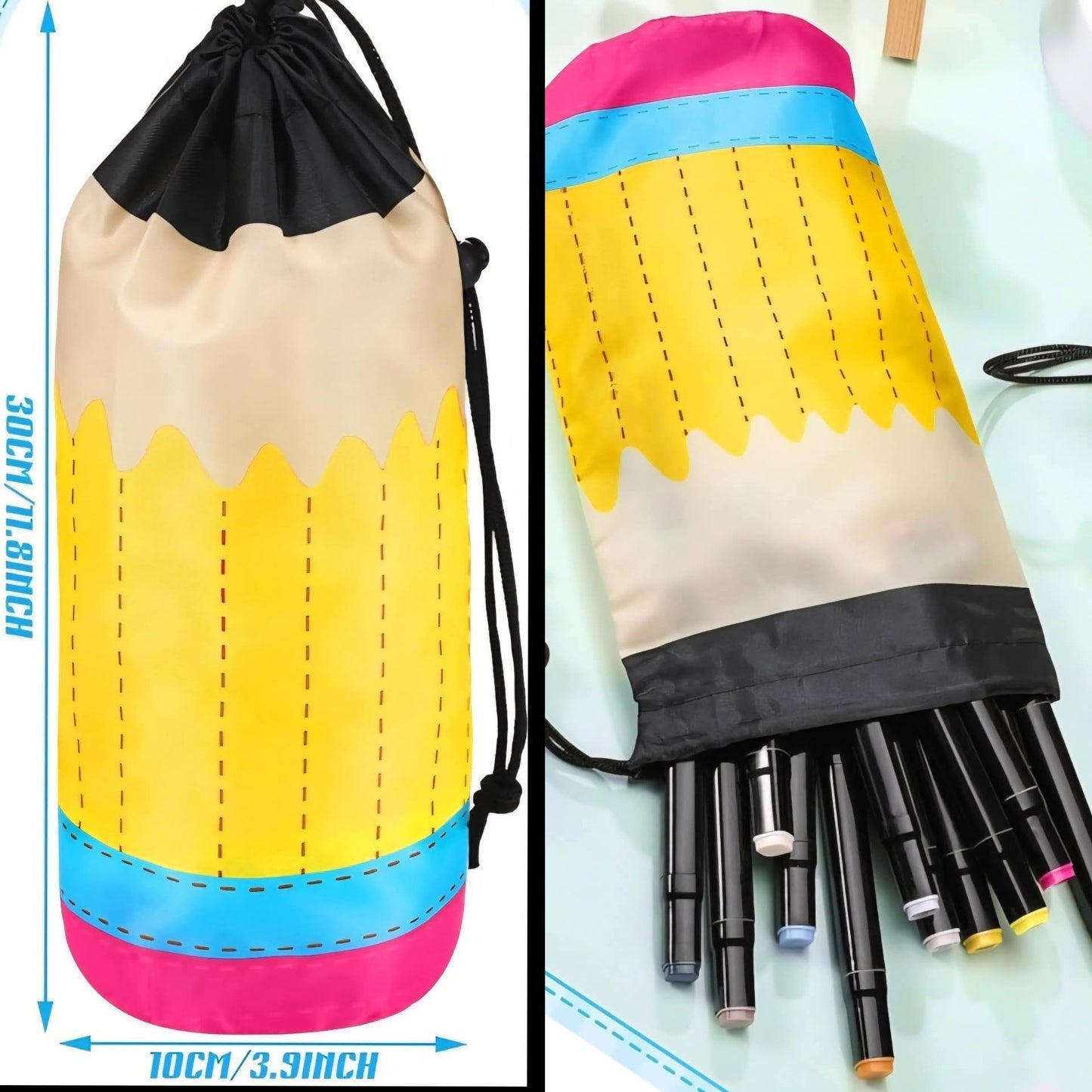 Back To School Pencil Drawstring Bag