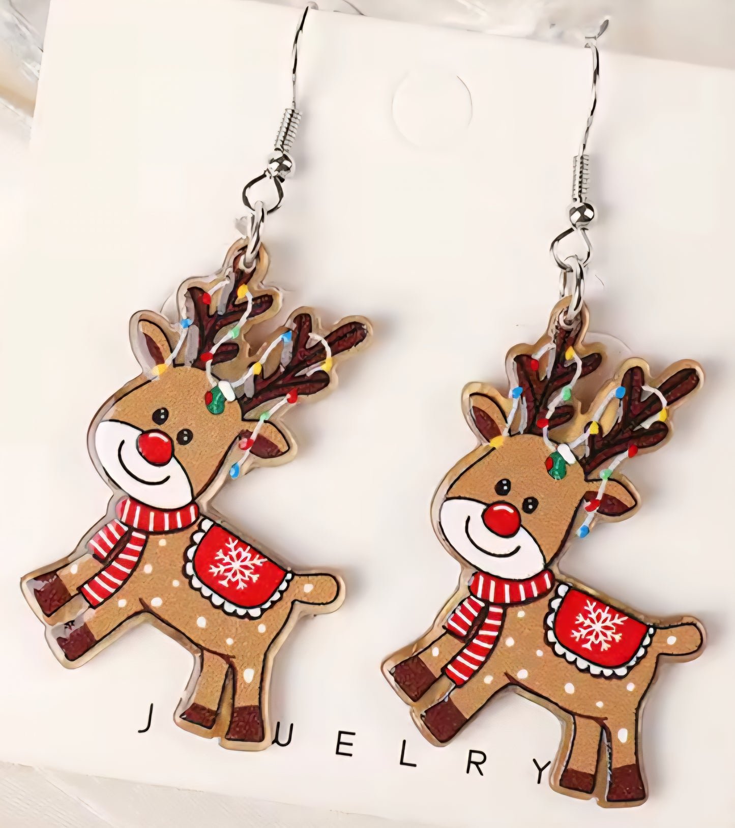 PREORDER Christmas Reindeer Acrylic Dangle Earrings
