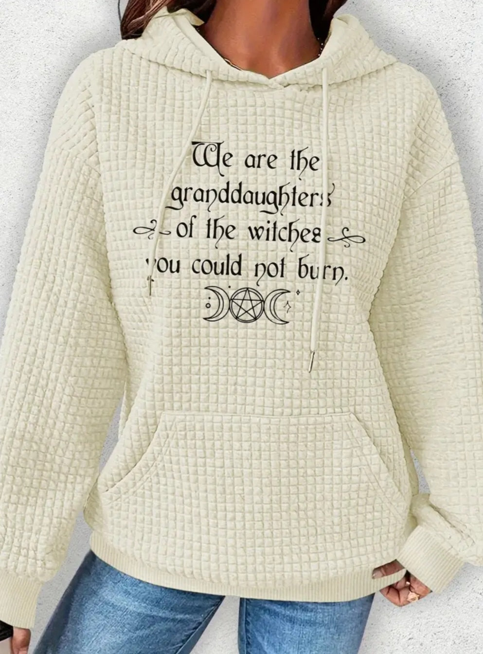 PREORDER Halloween Granddaughters Of Witches You Could Not Burn Knit Waffle Pullover Hooded Sweater