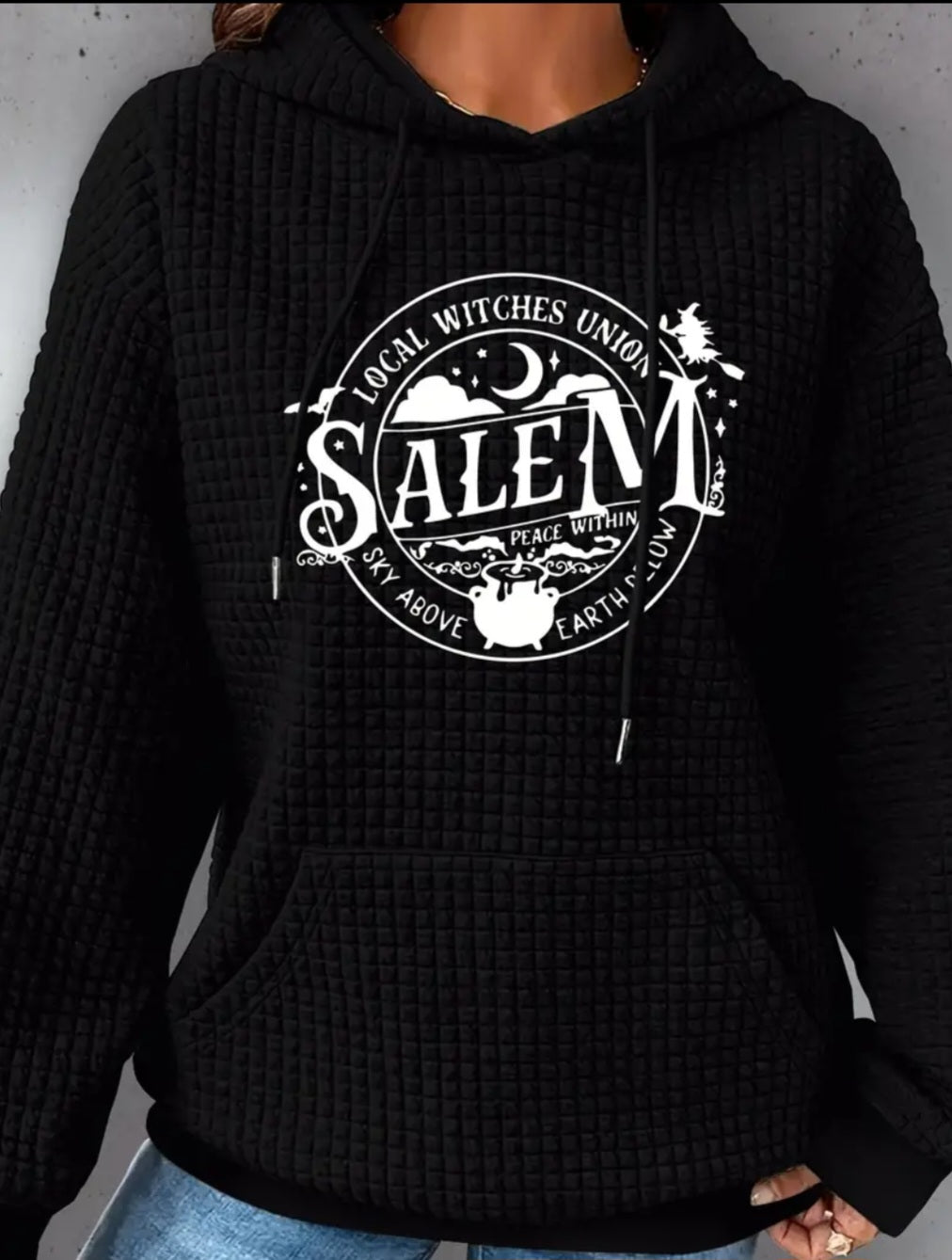 PREORDER Halloween Local Witch Union Knit Waffle Pullover Hooded Sweater
