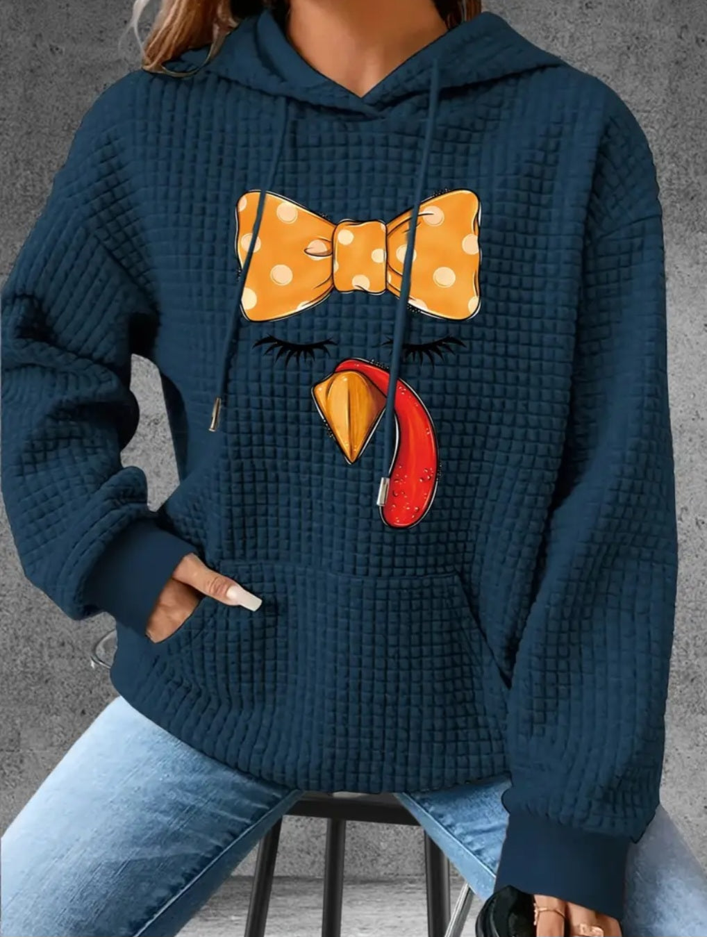 PREORDER Thanksgiving Lash Turkey Knit Waffle Pullover Hooded Sweater