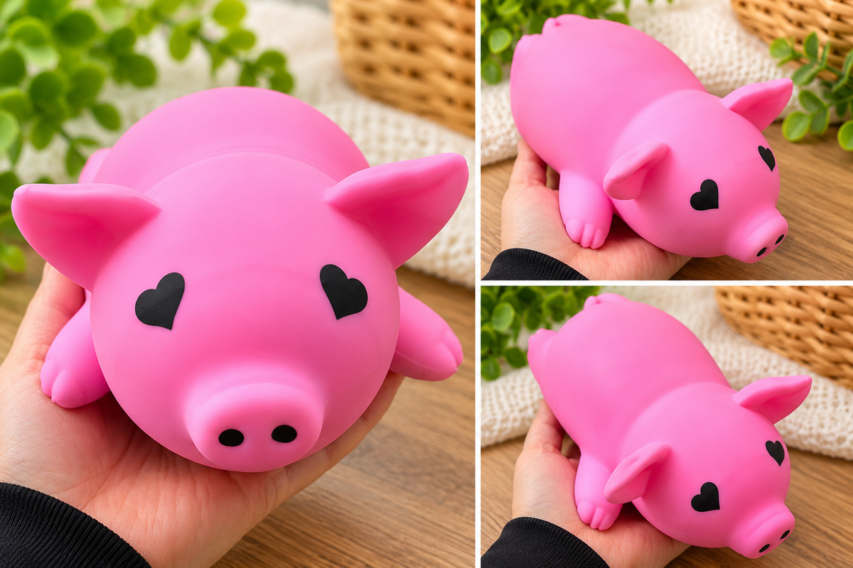 Mystery Jumbo Pink Heart Pig TPR Flour Squishy