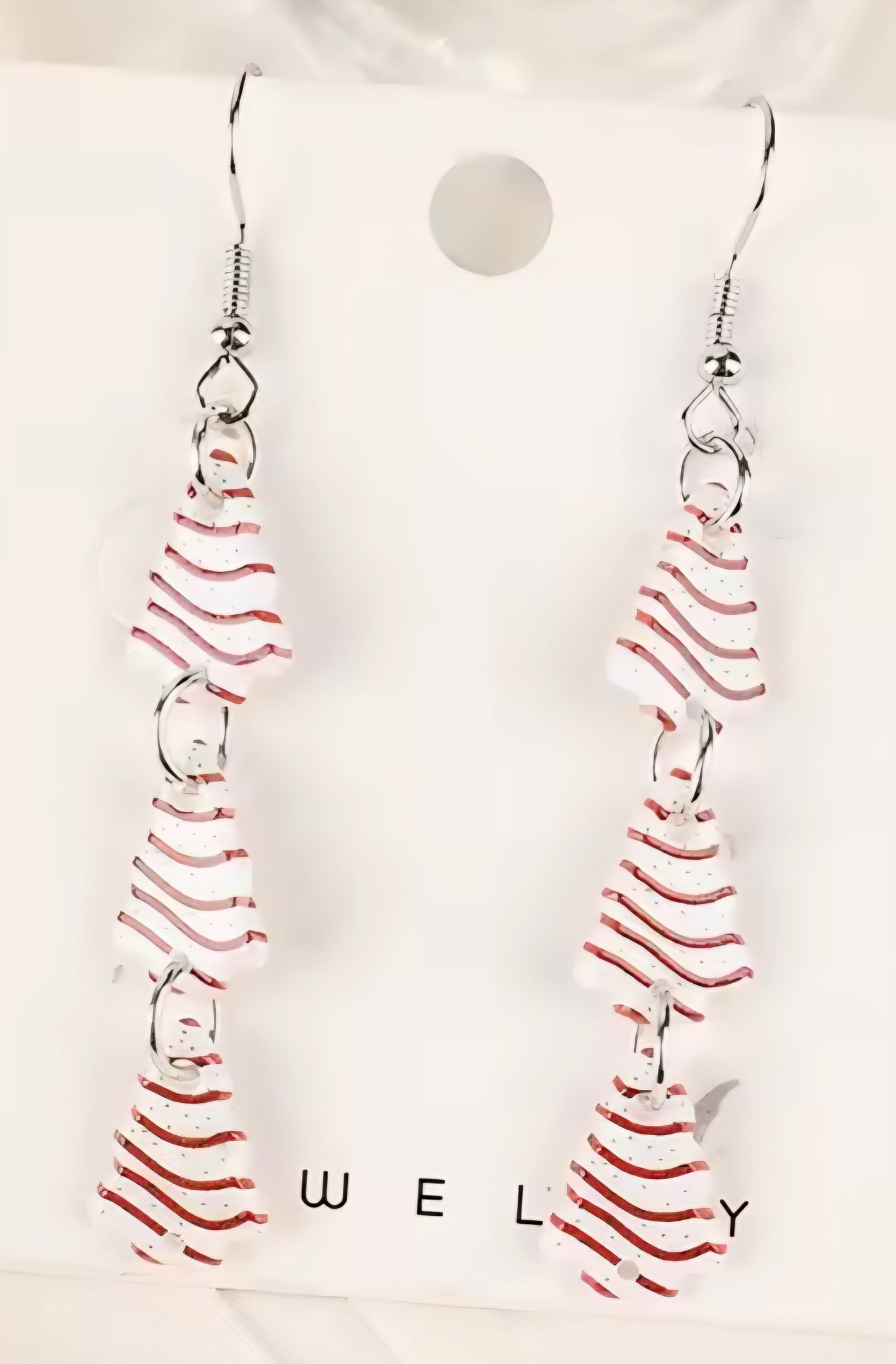 PREORDER Christmas Three White Trees Acrylic Dangle Earrings