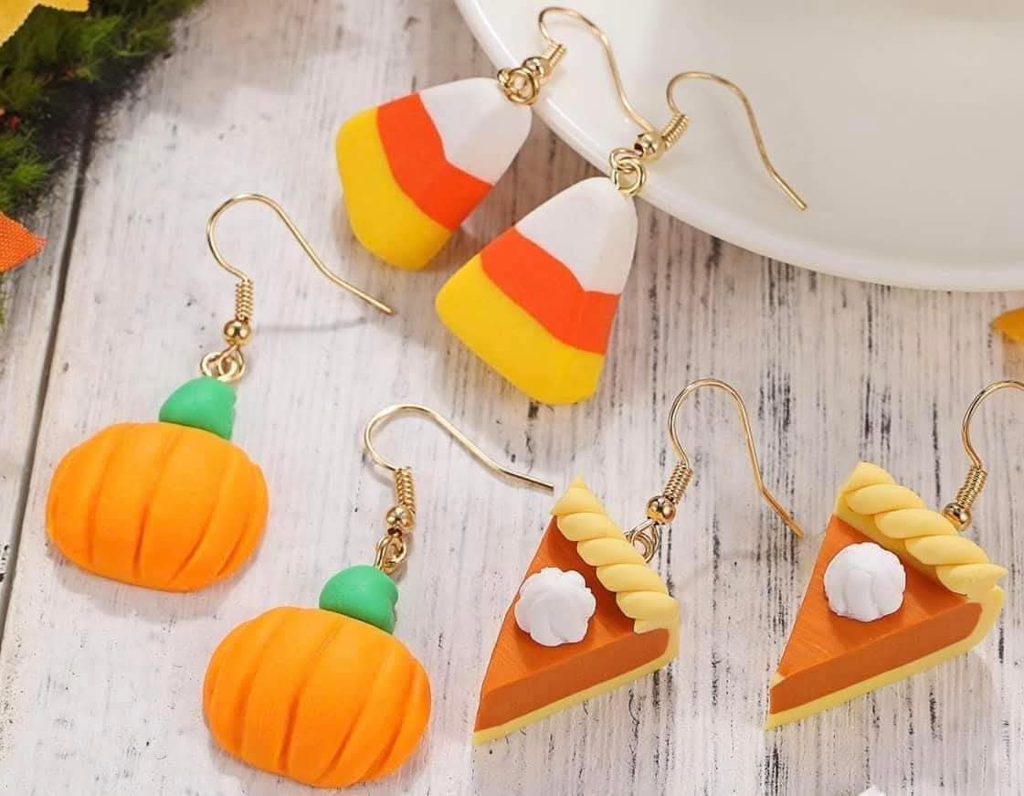 Random Fall Clay Dangle Earrings