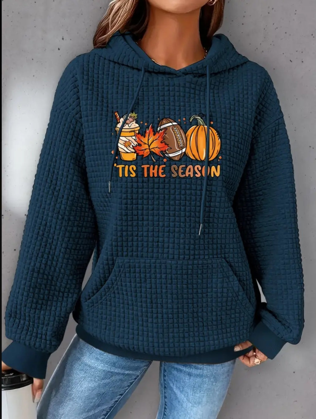 PREORDER Halloween Tis The Season Knit Waffle Pullover Hooded Sweater