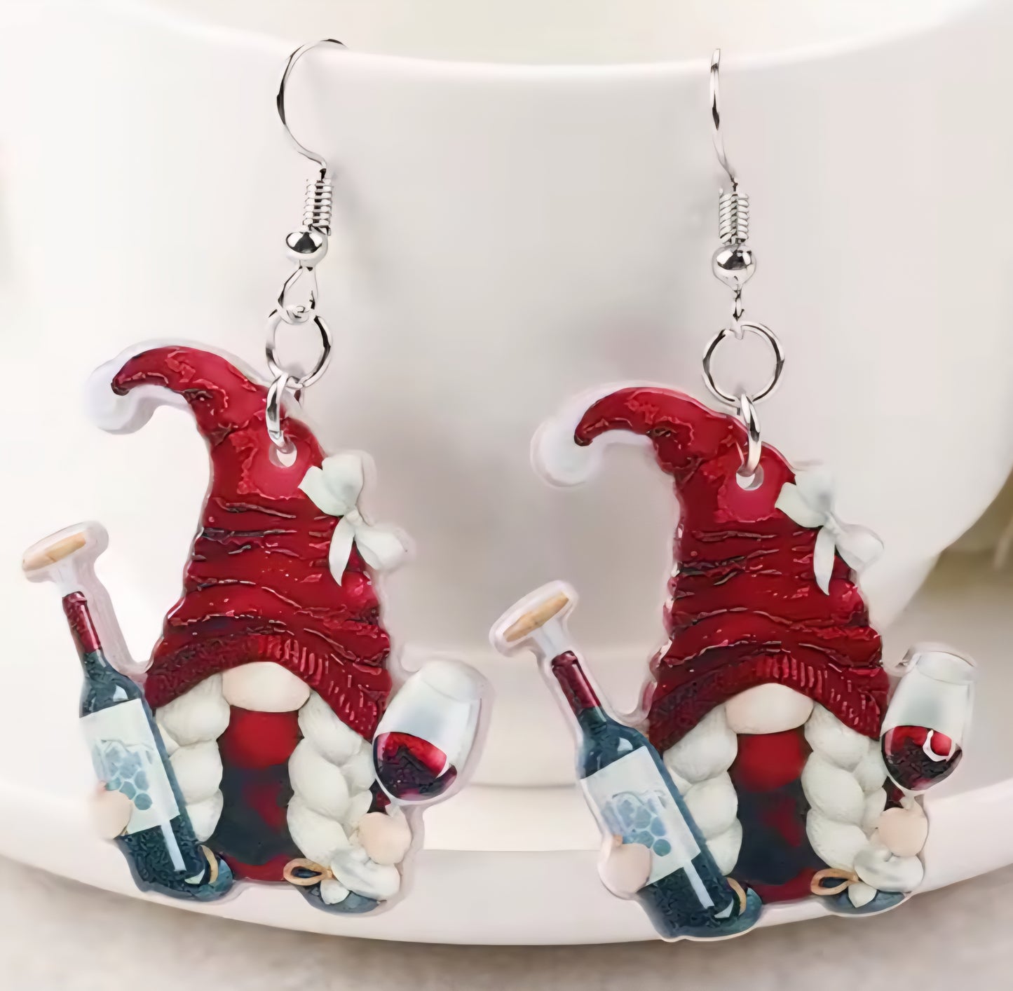 PREORDER Christmas Wine Acrylic Dangle Earrings
