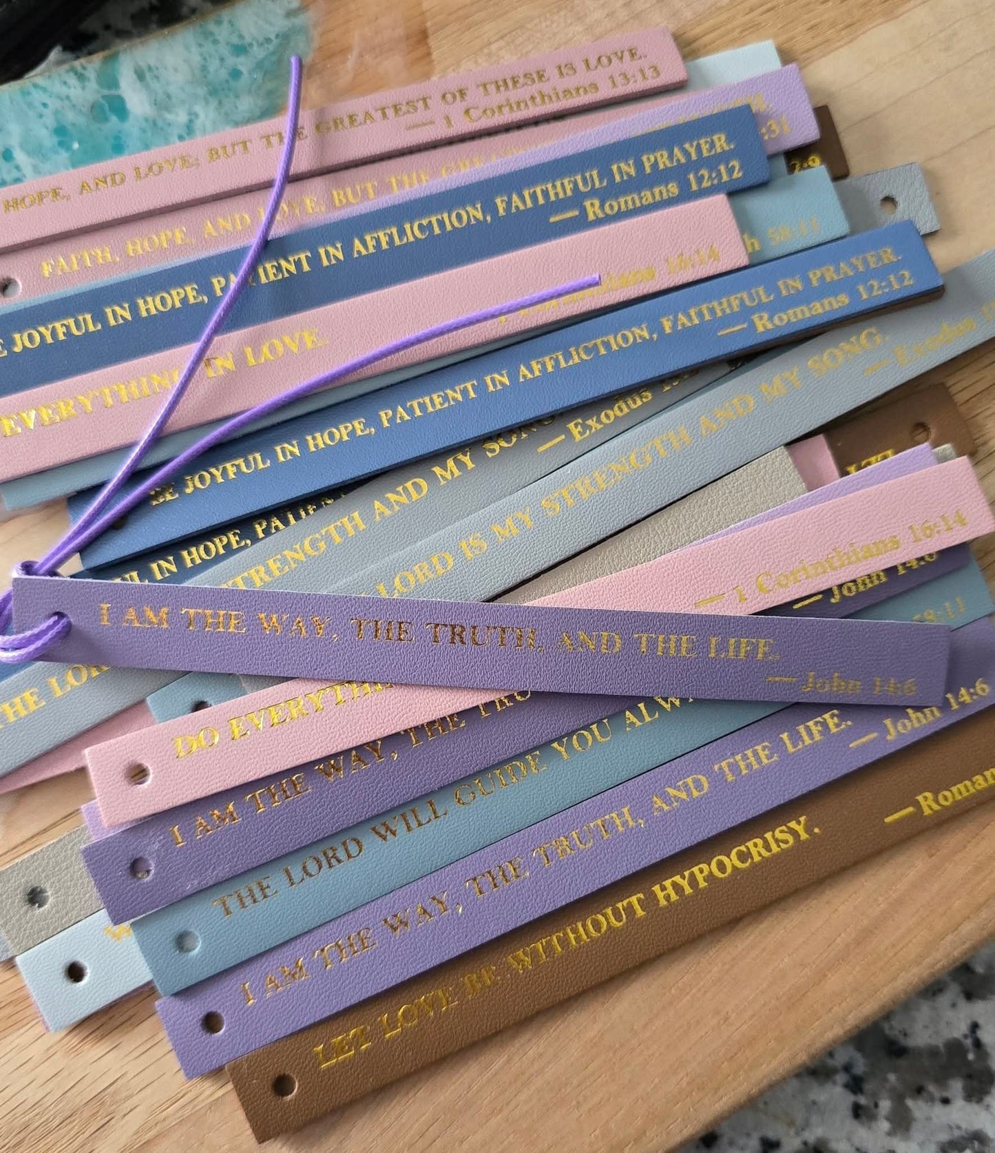 Random Leather Bible Verse Bookmark