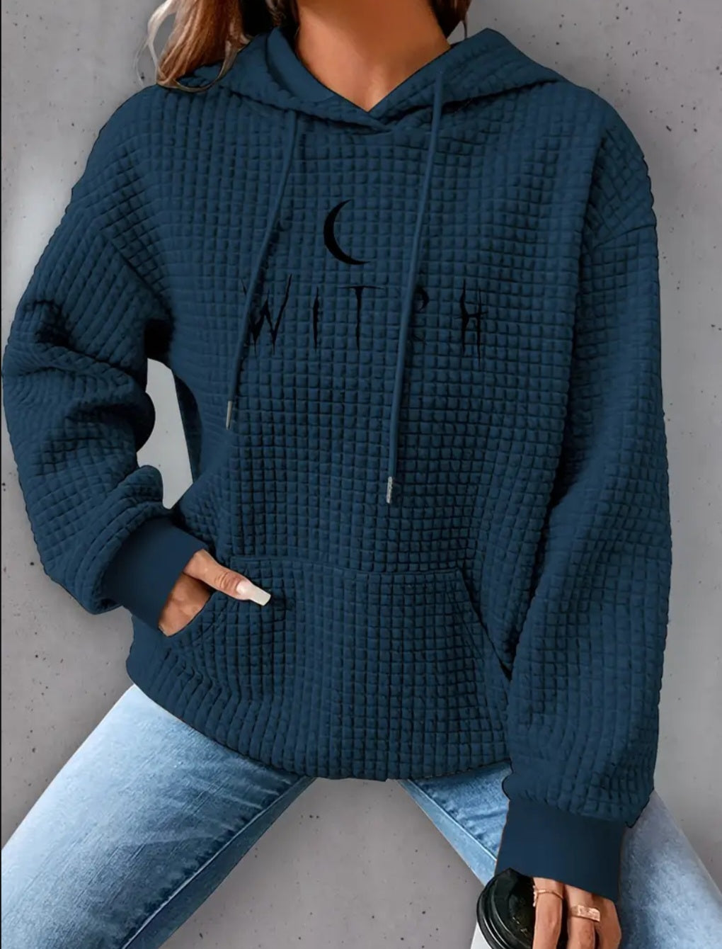 PREORDER Halloween Witch Season Knit Waffle Pullover Hooded Sweater
