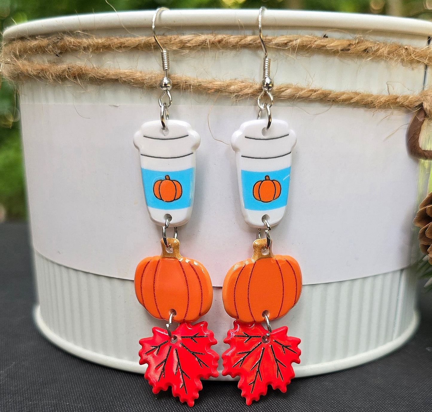 HALLOWEEN Pumpkin Spice Fall Acrylic Dangle Earrings