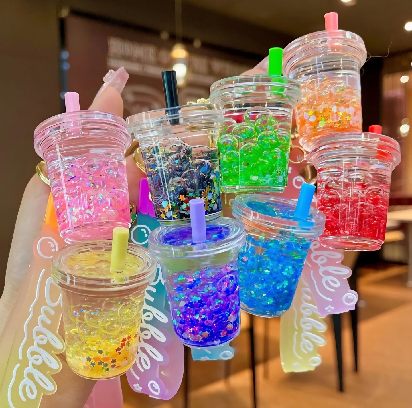 Viral Tea Drink Glitter Keychain