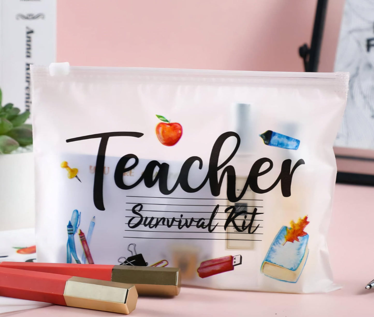 Teacher Survival Kit Reusable Cosmetic Bag