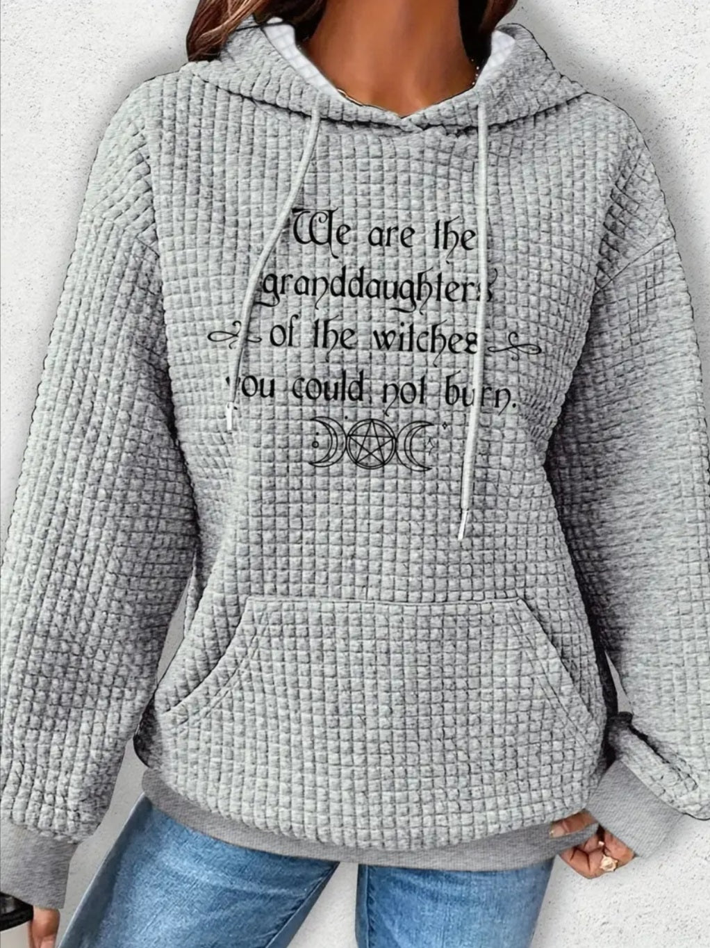PREORDER Halloween Granddaughters Of Witches You Could Not Burn Knit Waffle Pullover Hooded Sweater