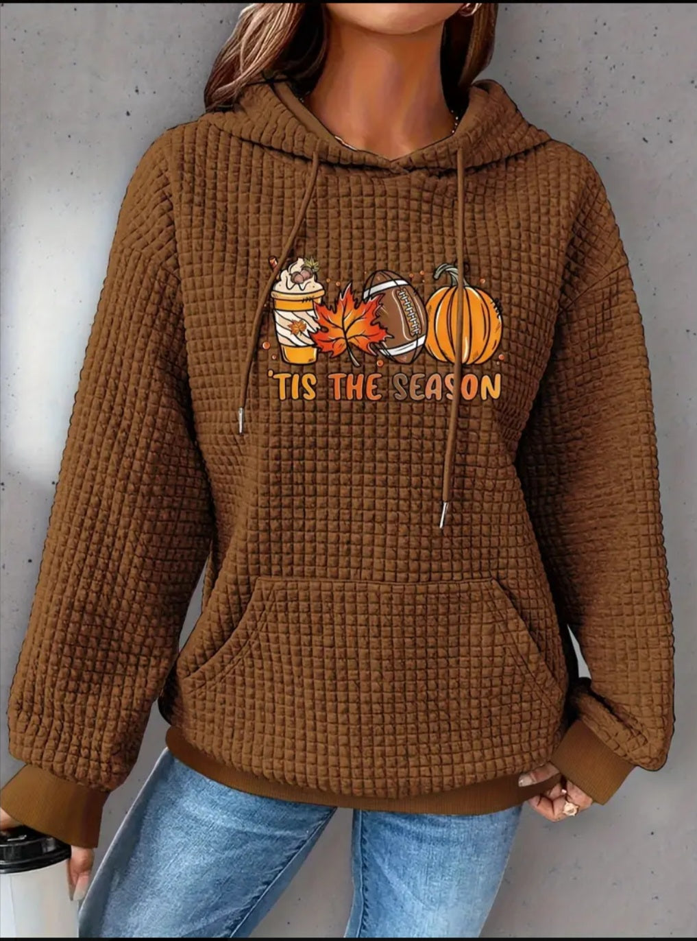 PREORDER Halloween Tis The Season Knit Waffle Pullover Hooded Sweater