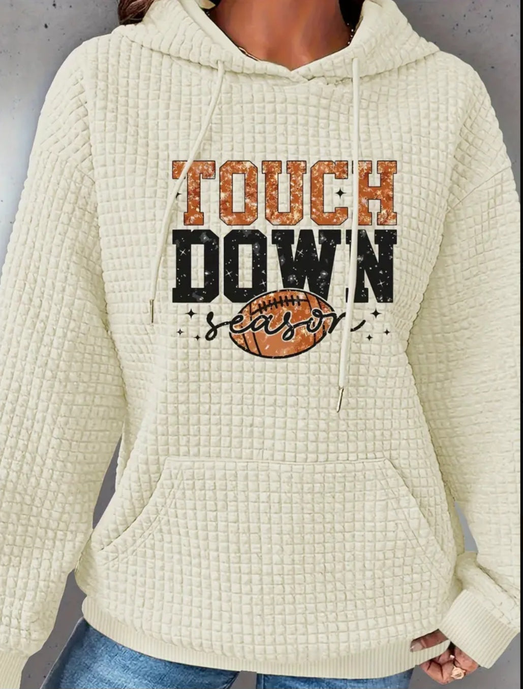 PREORDER Touchdown Season Knit Waffle Pullover Hooded Sweater