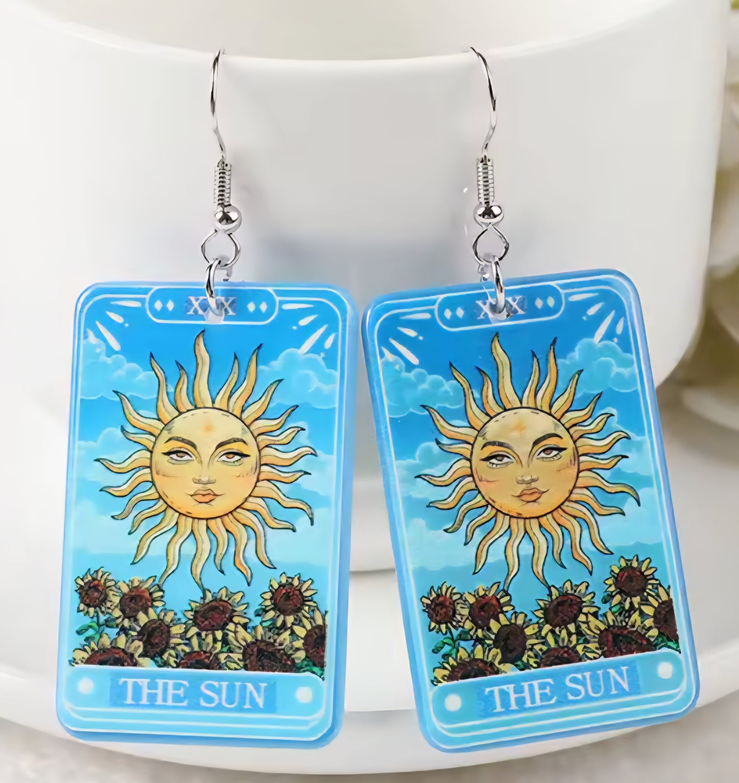 PREORDER Halloween The Sun Tarot Card Acrylic Earrings