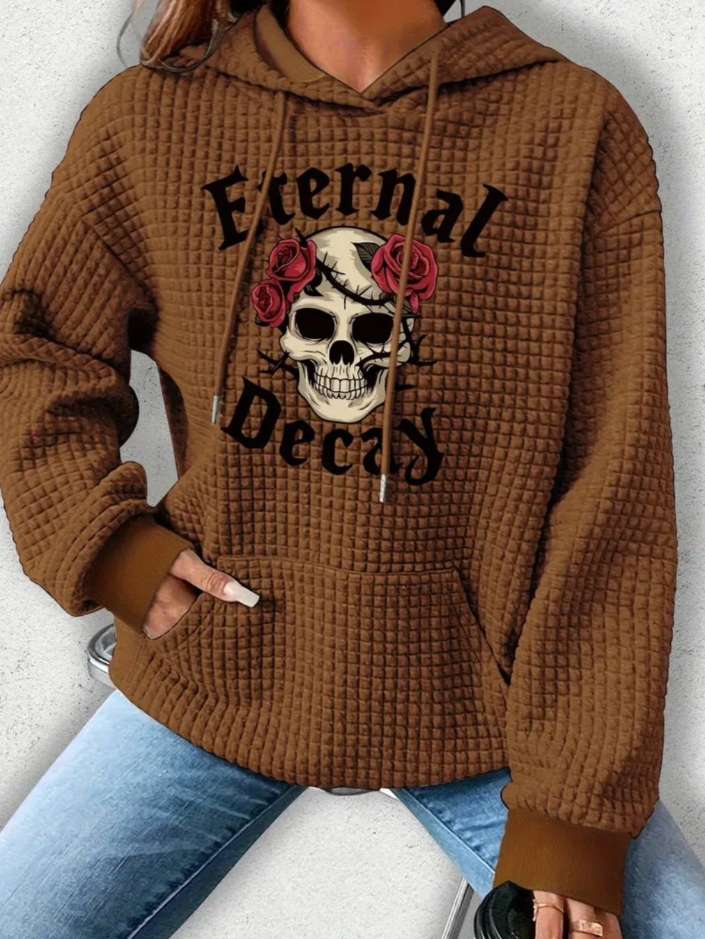 PREORDER Halloween Eternal Decay Knit Waffle Pullover Hooded Sweater
