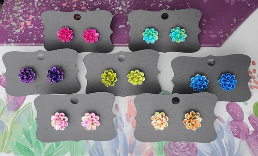 11 mm Tie Dye Flower Earrings