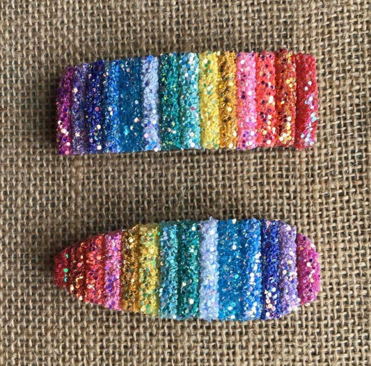 Glitter Cord Rainbow Hair Clip