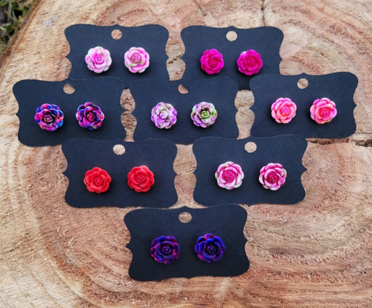 Valentine Tie Dye ROSE Earrings