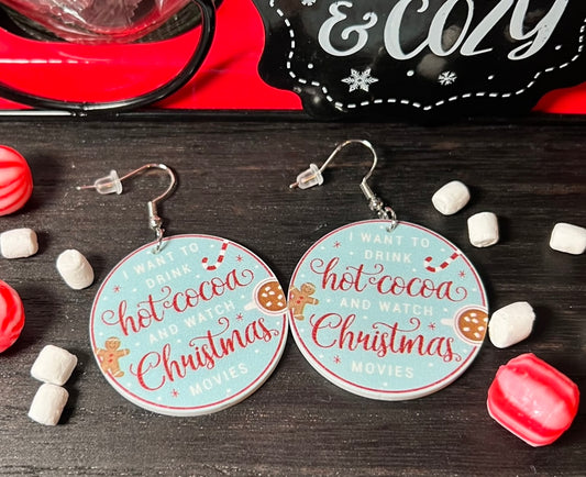 Exclusive Hot Cocoa & Christmas Movies Circle Earrings