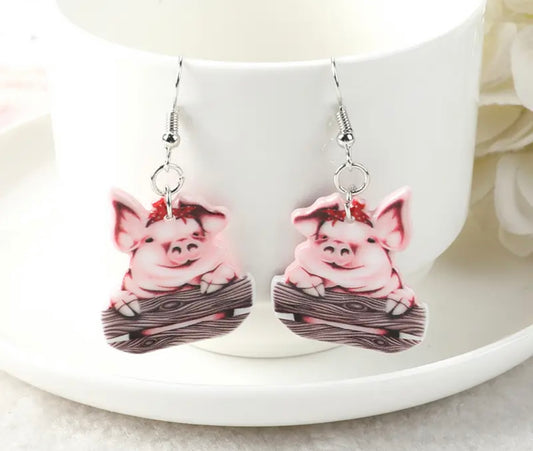 Bandana Pig Acrylic Earrings
