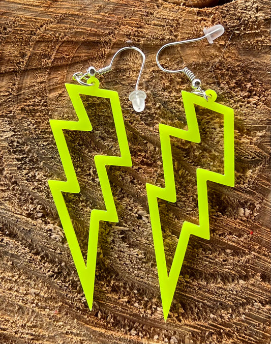 Round 2- Neon YELLOW Lightning Bolt Acrylic Earrings