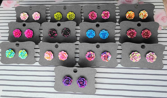 14mm Tie Dye ROSE Earrings