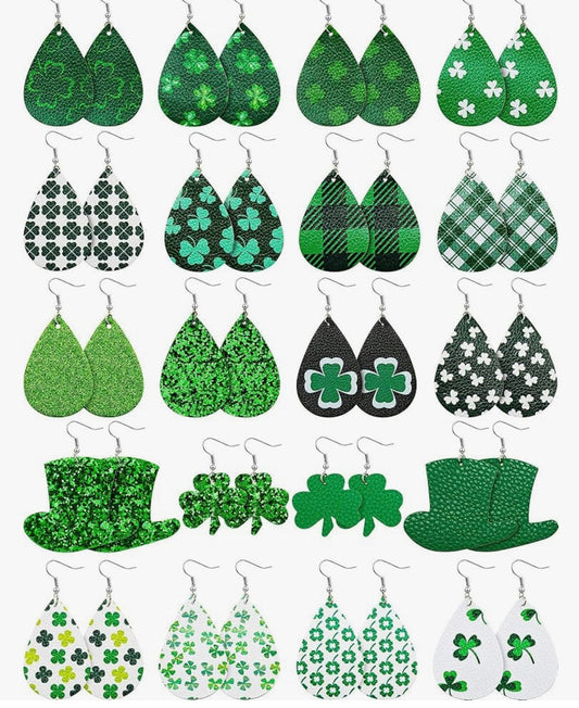 Random St. Patrick’s Day Faux Leather Earrings