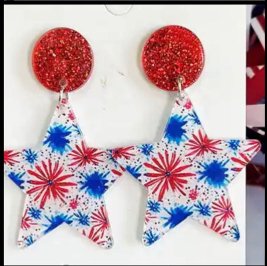 PREORDER Fourth of July Fireworks Star Acrylic Earrings-Estimated arrival June 3,2024
