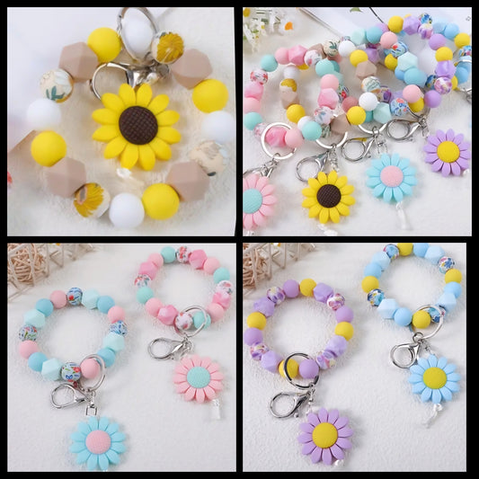 Random Floral Wristlet Keychain