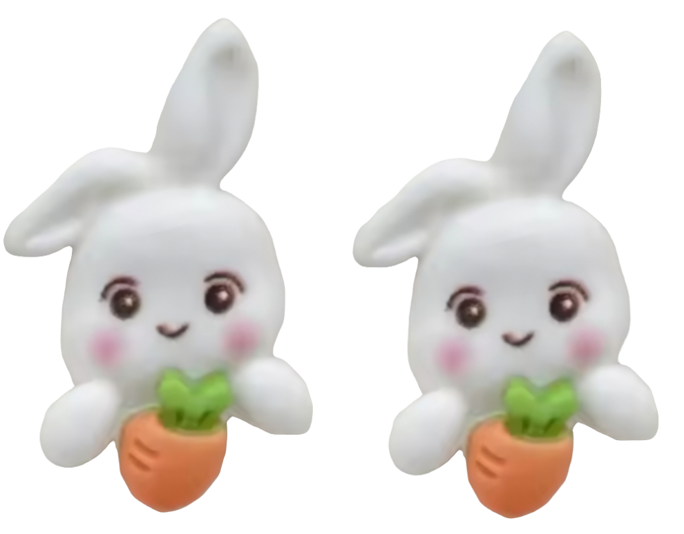 EASTER WHITE BUNNY CARROT RESIN STUD EARRINGS