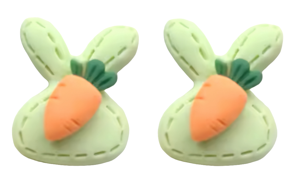 EASTER GREEN BUNNY CARROT RESIN STUD EARRINGS