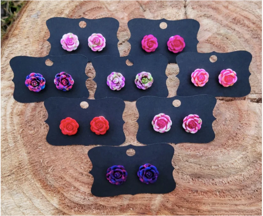 Random Easter Tie Dye ROSE Earrings