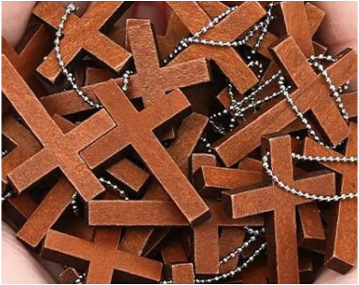 Bible Cross Wooden Keychain