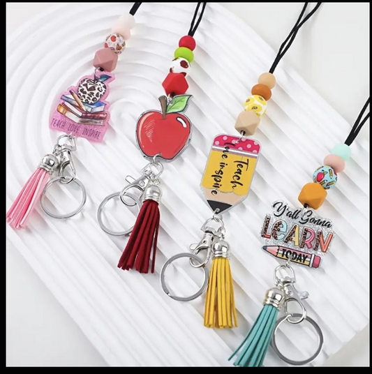 Random Teacher Apple Silicone DIY Lanyard