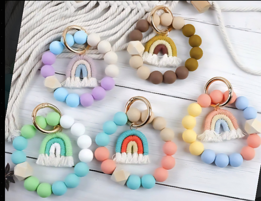 Random Rainbow Silicone Wristlet Keychain