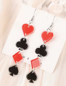 PREORDER Halloween Red Queen Deck Of Card Acrylic Earrings