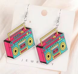 PREORDER Halloween 90s Boom Box Acrylic Earrings